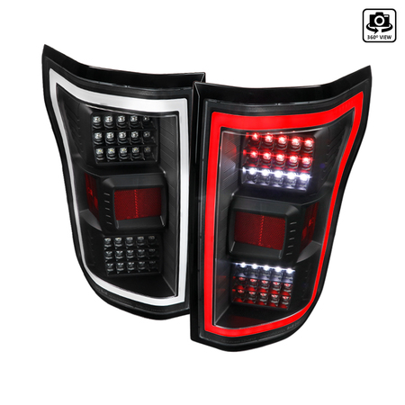 SPEC-D TUNING Ford F150 Tail Lights- All Black Housing With Clear Lens 18-20 LT-F15018JMLED-TM